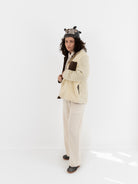 The Backward Vendor Double Jacket in Brown & White - THE BACKWARD VENDOR at Worthwhile - shop JACKET