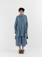 The Backward Vendor Drift Overshirt in Indigo - THE BACKWARD VENDOR at Worthwhile - shop TOP