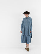 The Backward Vendor Drift Overshirt in Indigo - THE BACKWARD VENDOR at Worthwhile - shop TOP