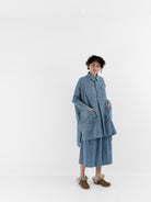 The Backward Vendor Drift Overshirt in Indigo - THE BACKWARD VENDOR at Worthwhile - shop TOP