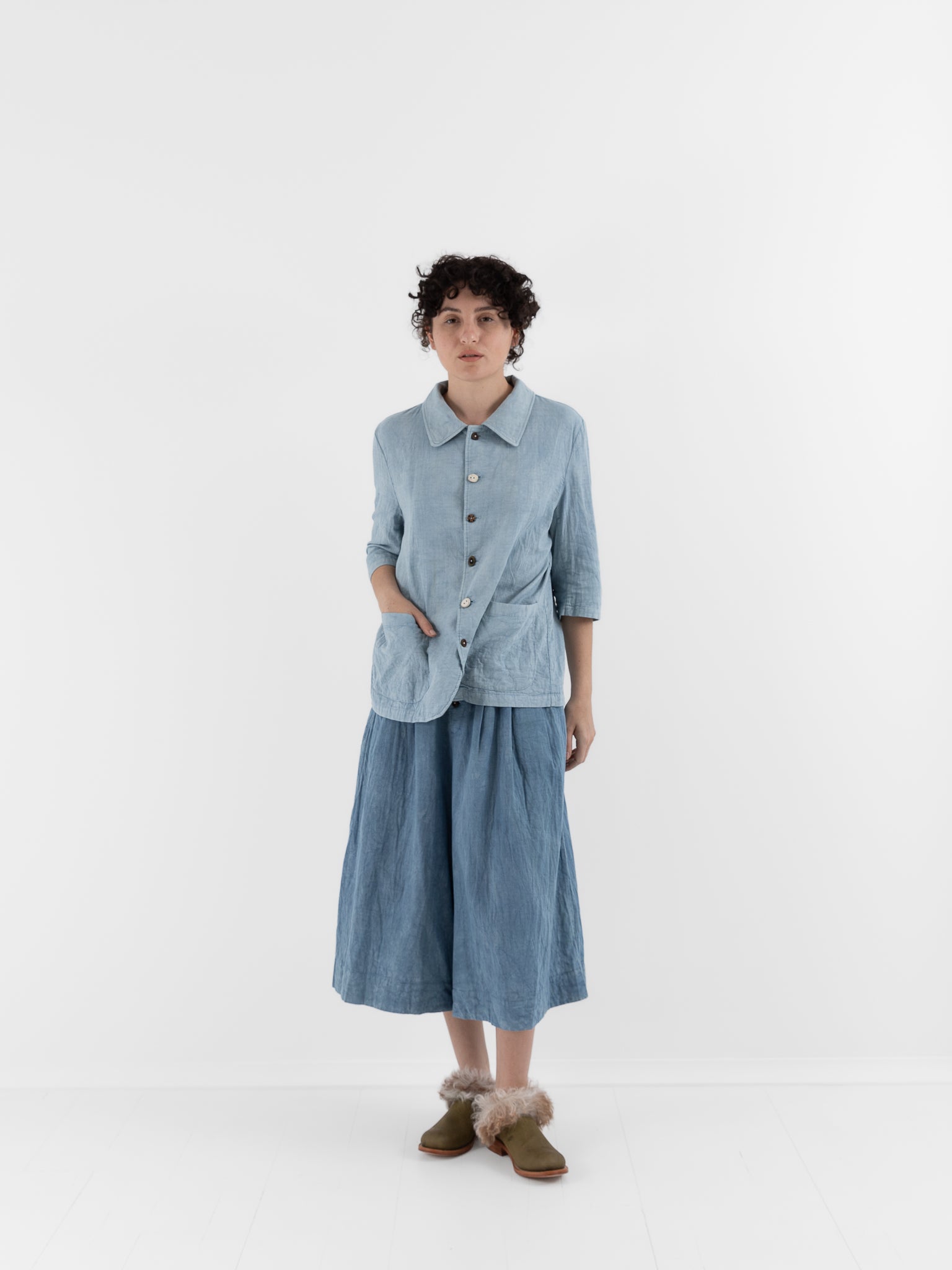 The Backward Vendor Mid Core Jacket in Light Indigo - THE BACKWARD VENDOR at Worthwhile - shop JACKET
