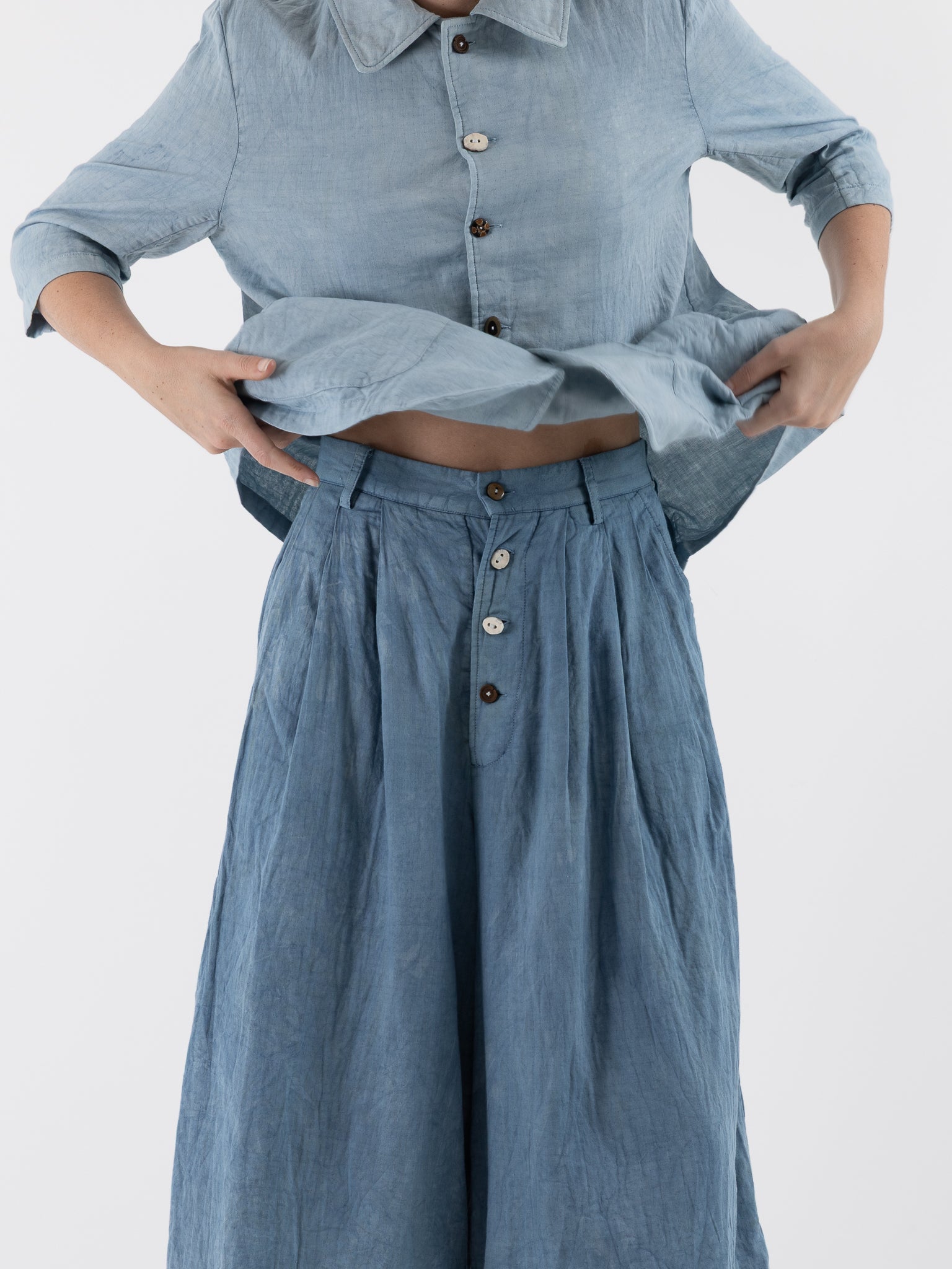 The Backward Vendor Float Trousers in Indigo - THE BACKWARD VENDOR at Worthwhile - shop TOP