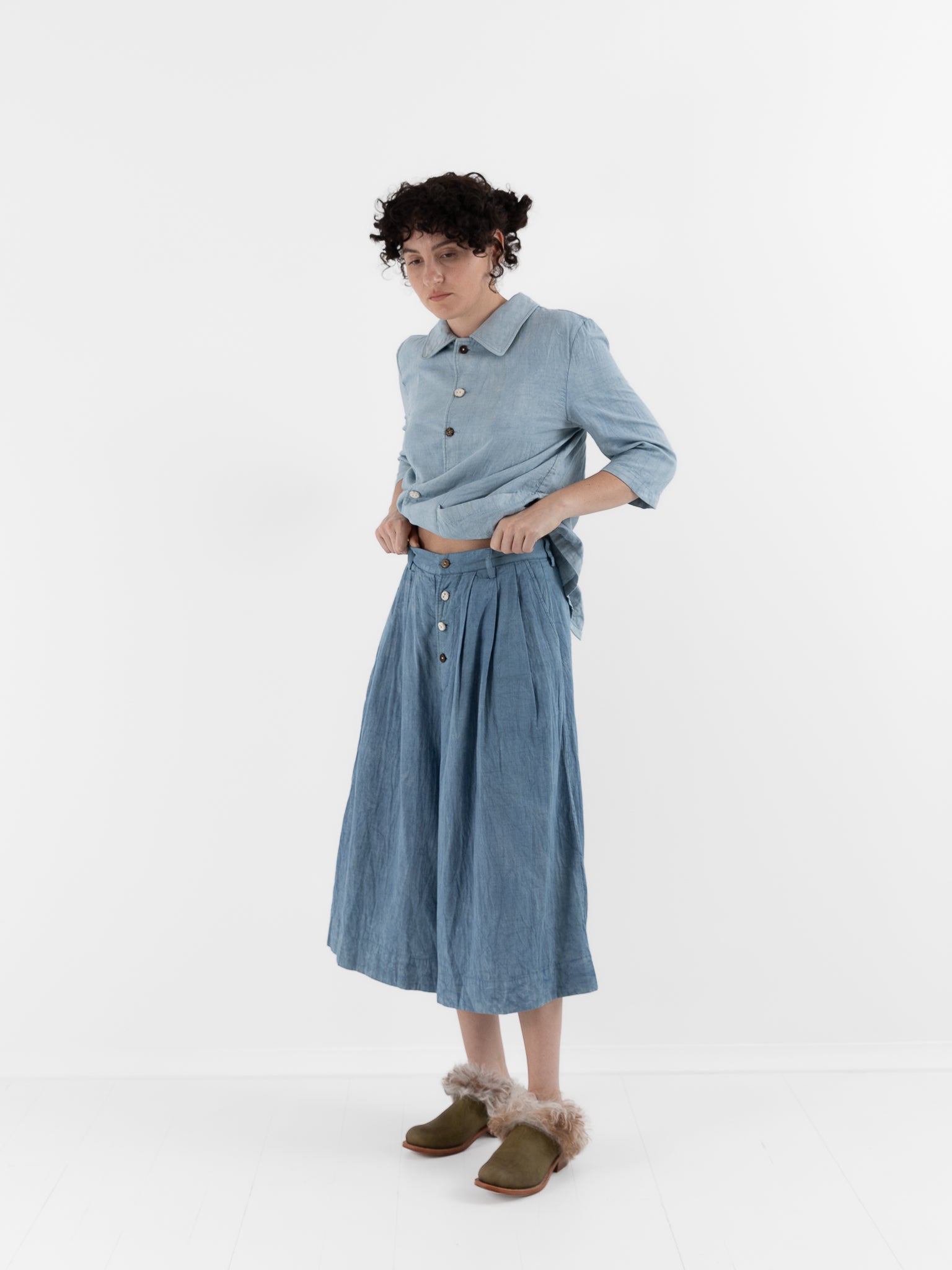 The Backward Vendor Float Trousers in Indigo - THE BACKWARD VENDOR at Worthwhile - shop TOP