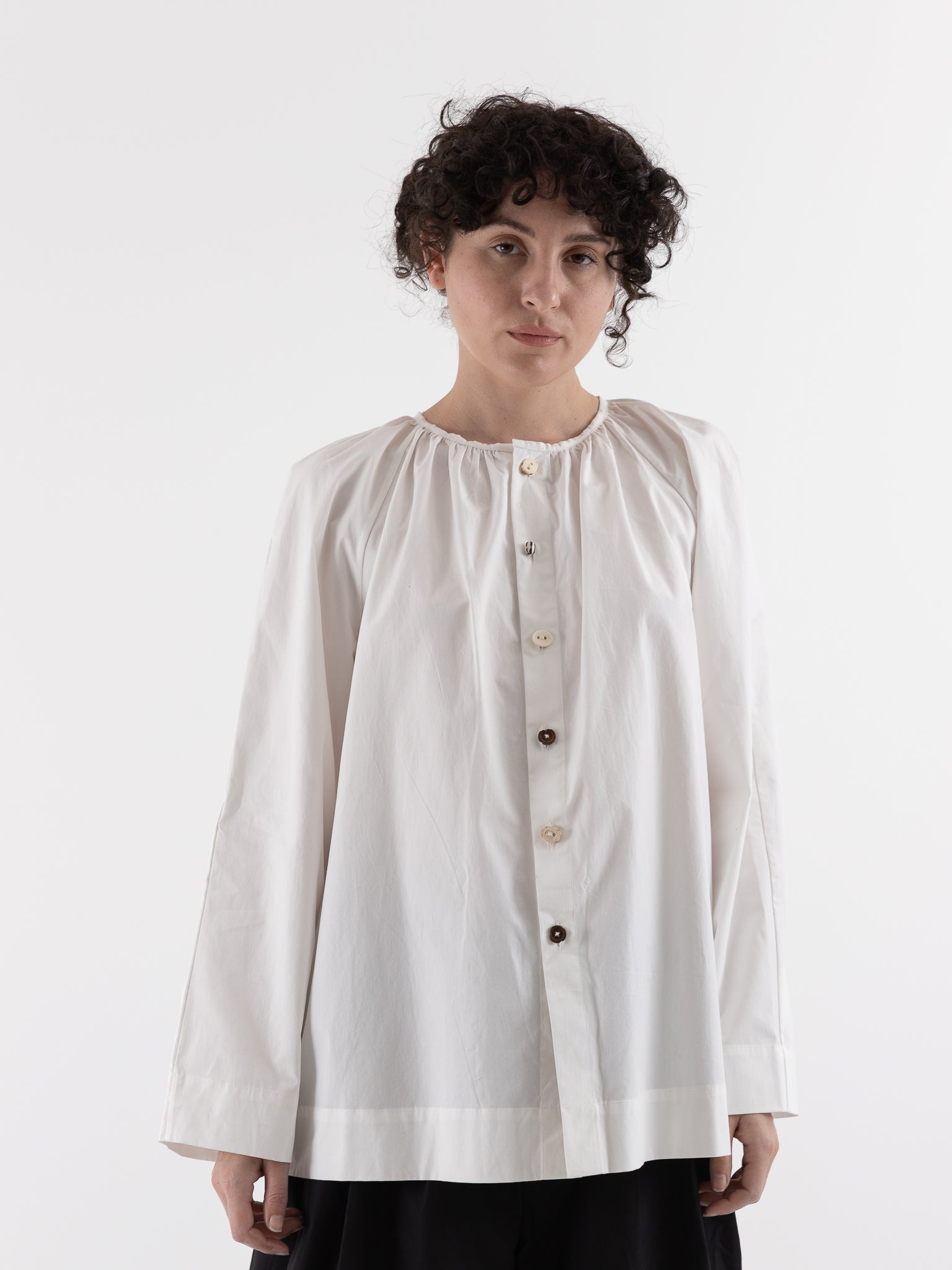 The Backward Vendor Short Mist Blouse in White - THE BACKWARD VENDOR at Worthwhile - shop TOP