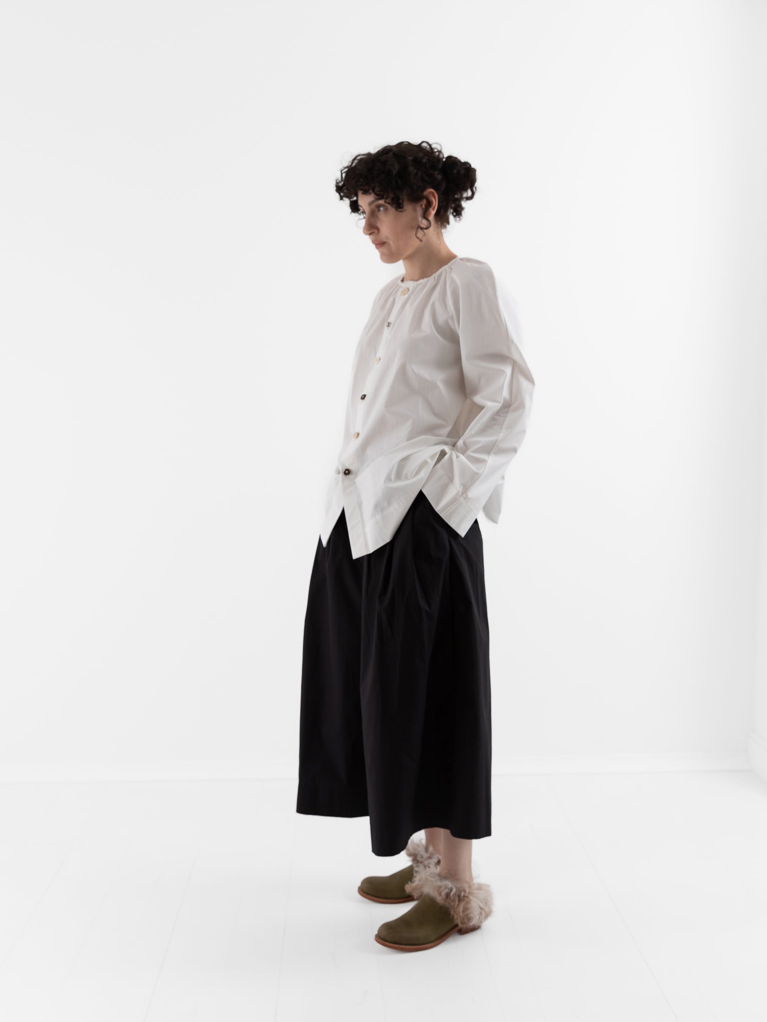 The Backward Vendor Short Mist Blouse in White - THE BACKWARD VENDOR at Worthwhile - shop TOP