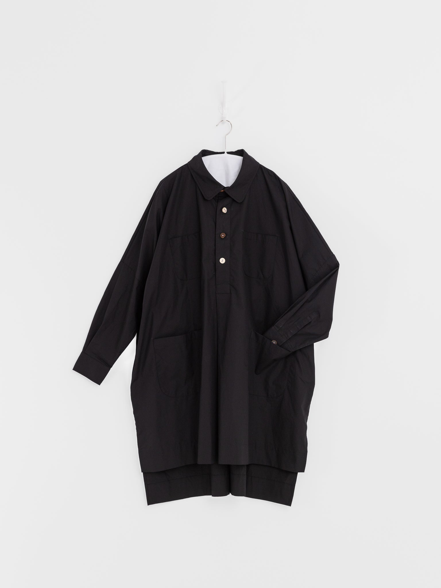 The Backward Vendor Drift Overshirt in Black - THE BACKWARD VENDOR at Worthwhile - shop TOP