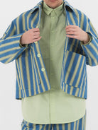 Toogood The Magician Jacket in Cornflower Taffeta Stripe - TOOGOOD at Worthwhile - shop JACKET