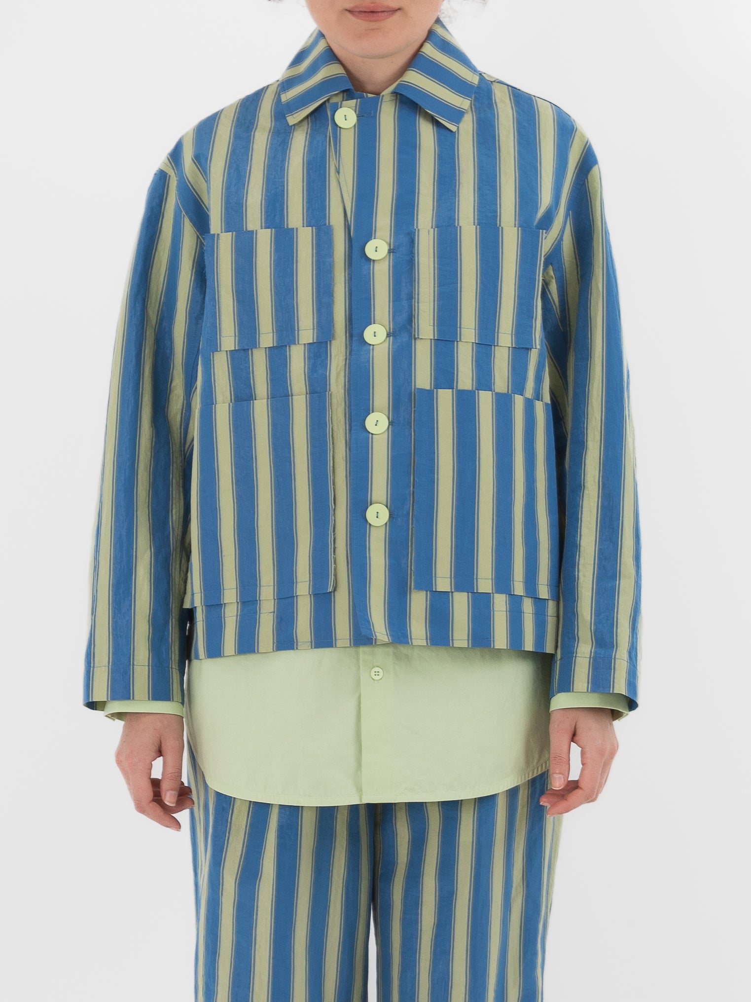Toogood The Magician Jacket in Cornflower Taffeta Stripe - TOOGOOD at Worthwhile - shop JACKET