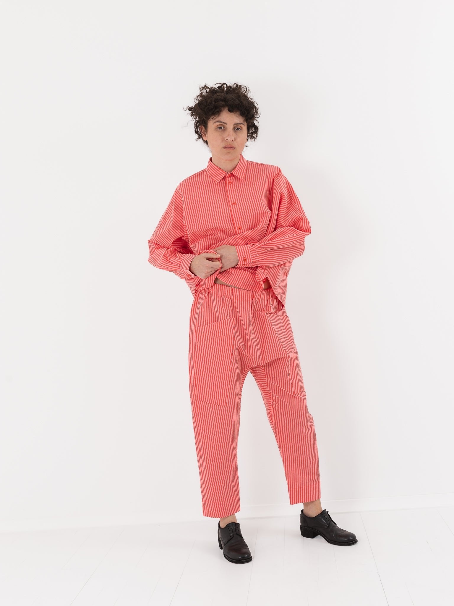 Toogood The Perfumer Trouser in Lobster Crayon Stripe at Worthwhile