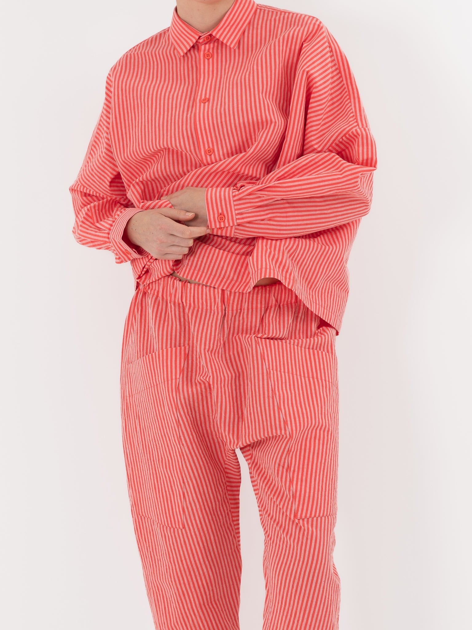 Toogood The Perfumer Trouser in Lobster Crayon Stripe at Worthwhile