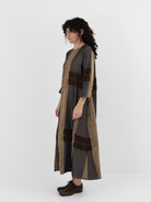 Uma Wang Apostte Dress in Tan/Blue/Brown - UMA WANG at Worthwhile - shop DRESS