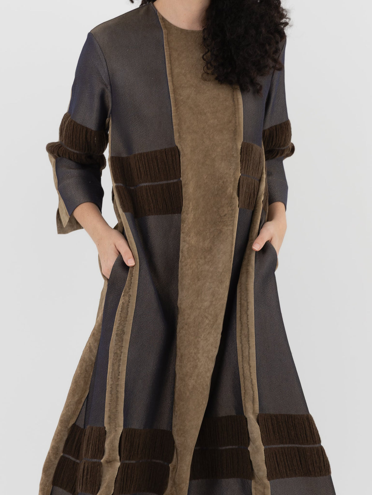 Uma Wang Apostte Dress in Tan/Blue/Brown - UMA WANG at Worthwhile - shop DRESS