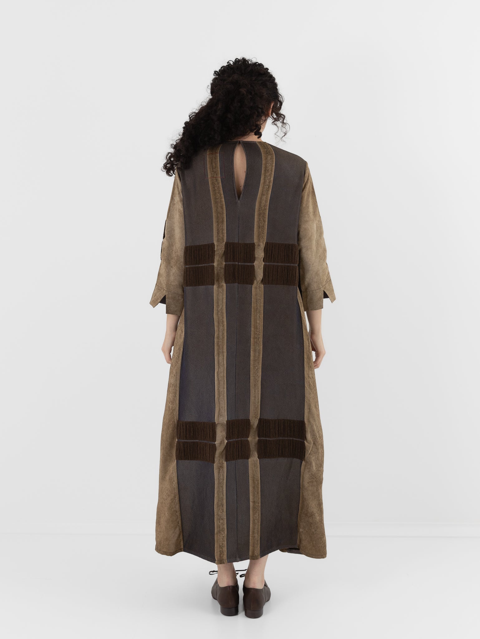 Uma Wang Apostte Dress in Tan/Blue/Brown - UMA WANG at Worthwhile - shop DRESS