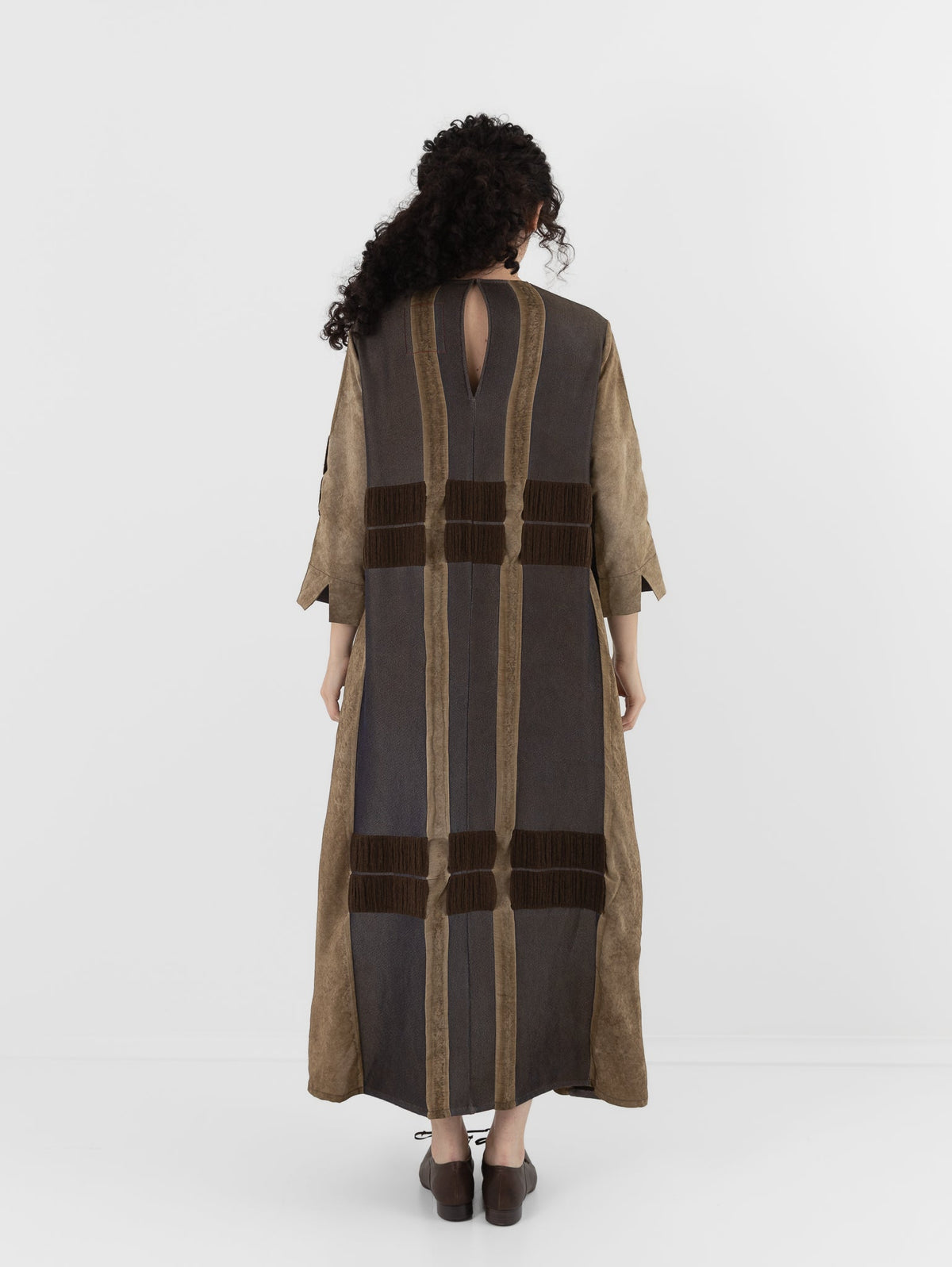Uma Wang Apostte Dress in Tan/Blue/Brown - UMA WANG at Worthwhile - shop DRESS