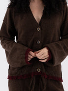 Uma Wang Cardigan in Brown with Red - UMA WANG at Worthwhile - shop CARDIGAN