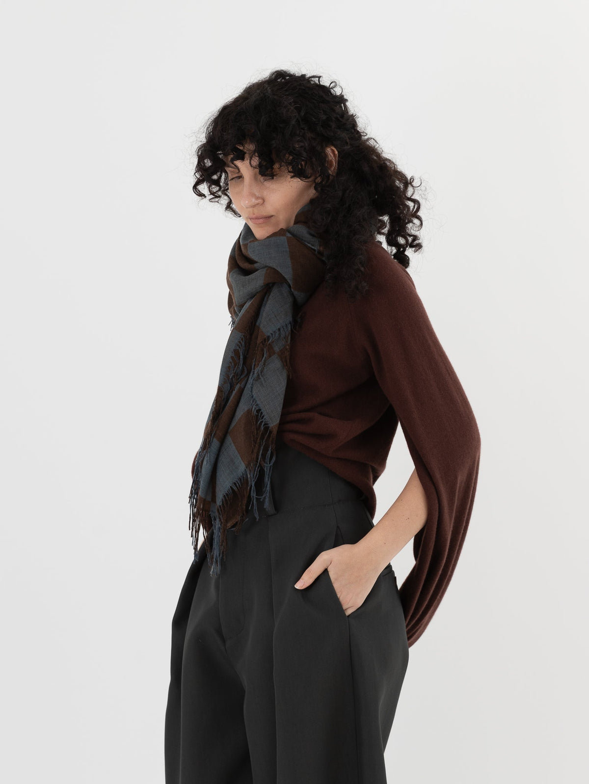 Uma Wang Scarf in Mustard/Blue - UMA WANG at Worthwhile - shop SCARF