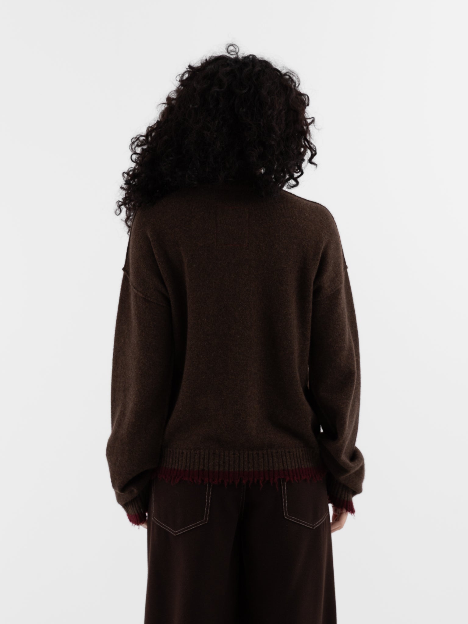 Uma Wang Sweater in Brown with Red - UMA WANG at Worthwhile - shop SWEATER