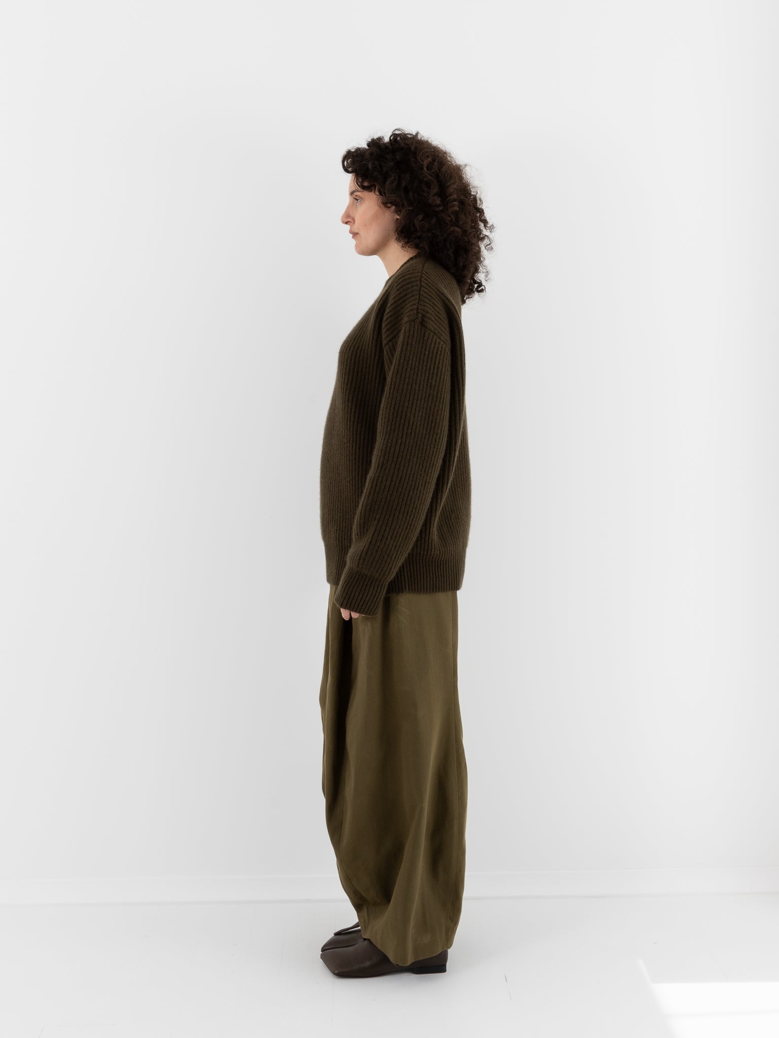 Uma Wang Cashmere Pullover in Army - UMA WANG at Worthwhile - shop TOP