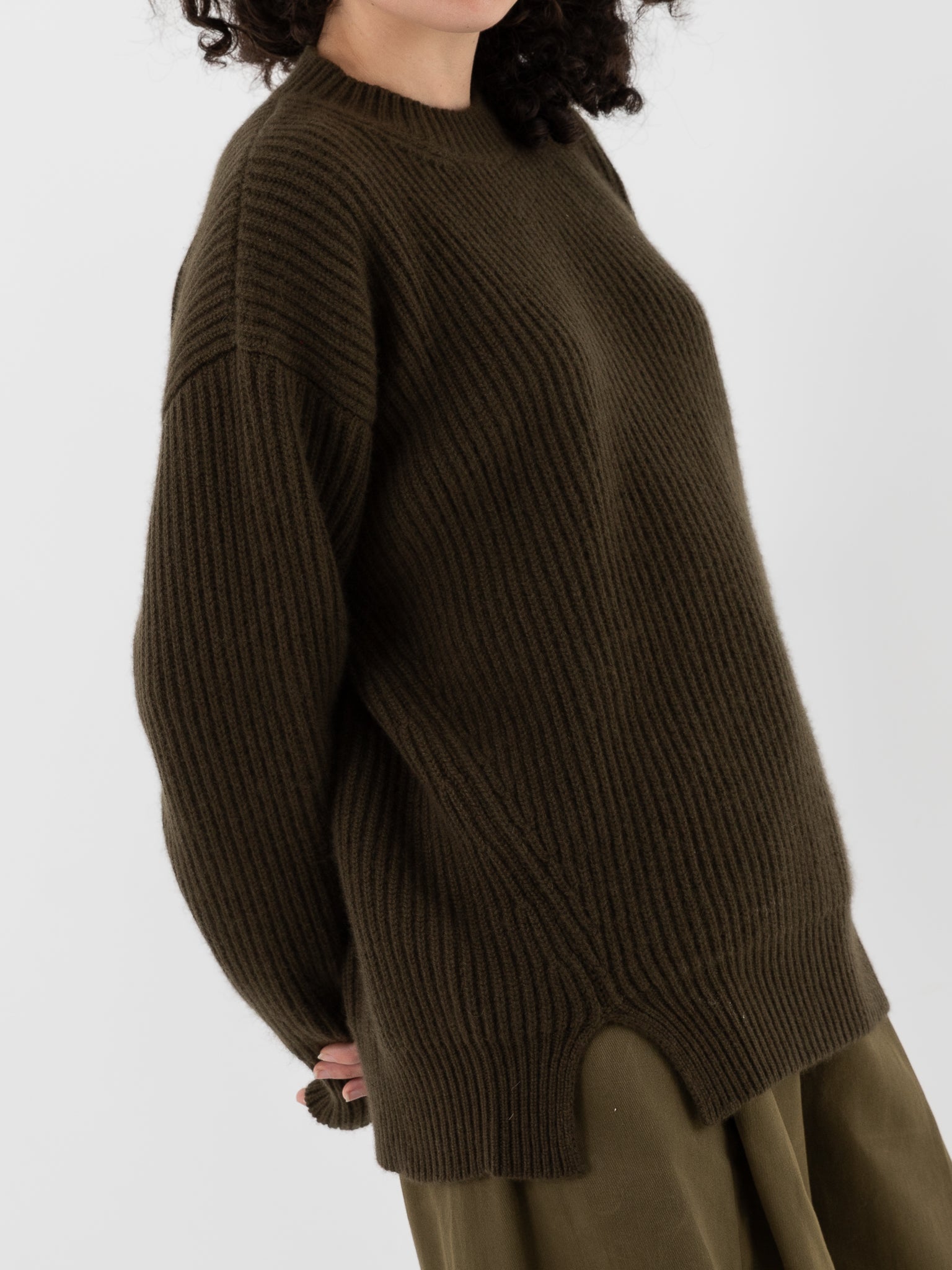 Uma Wang Cashmere Pullover in Army - UMA WANG at Worthwhile - shop TOP