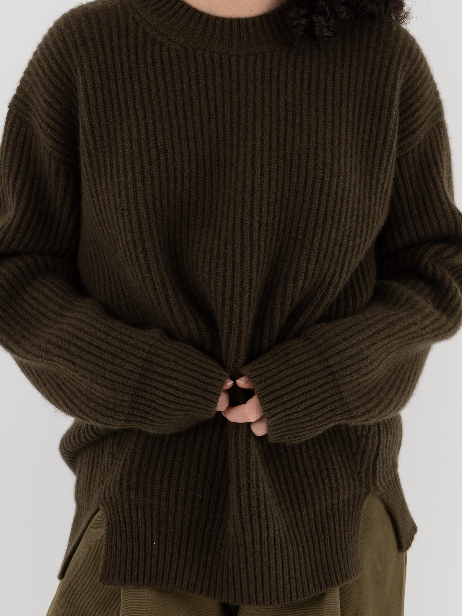 Uma Wang Cashmere Pullover in Army - UMA WANG at Worthwhile - shop TOP