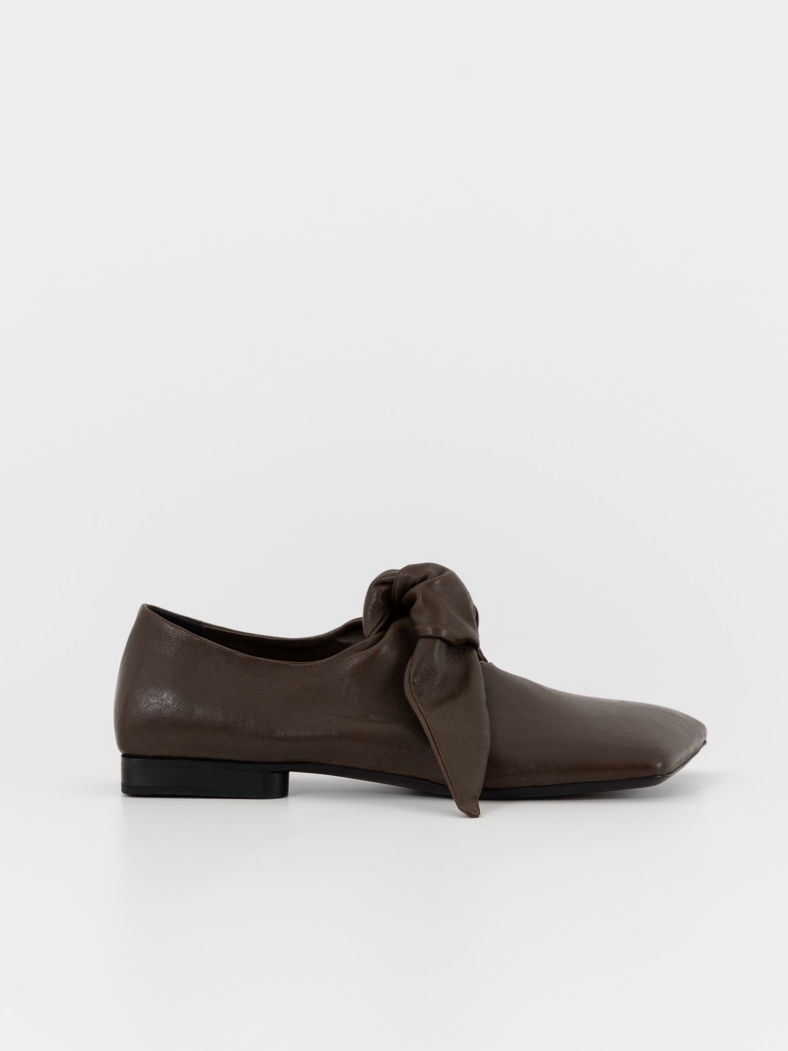 Uma Wang Square Knotted Flat in Dark Olive - UMA WANG at Worthwhile - shop SHOES