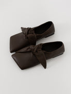 Uma Wang Square Knotted Flat in Dark Olive - UMA WANG at Worthwhile - shop SHOES