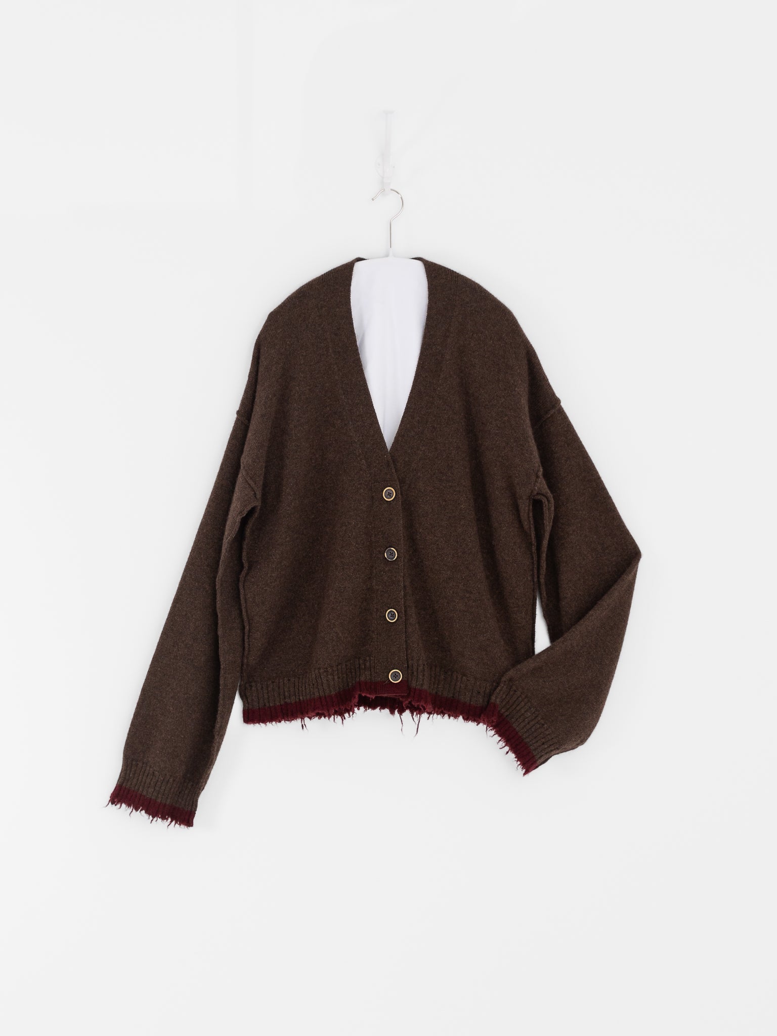 Uma Wang Cardigan in Brown with Red - UMA WANG at Worthwhile - shop CARDIGAN
