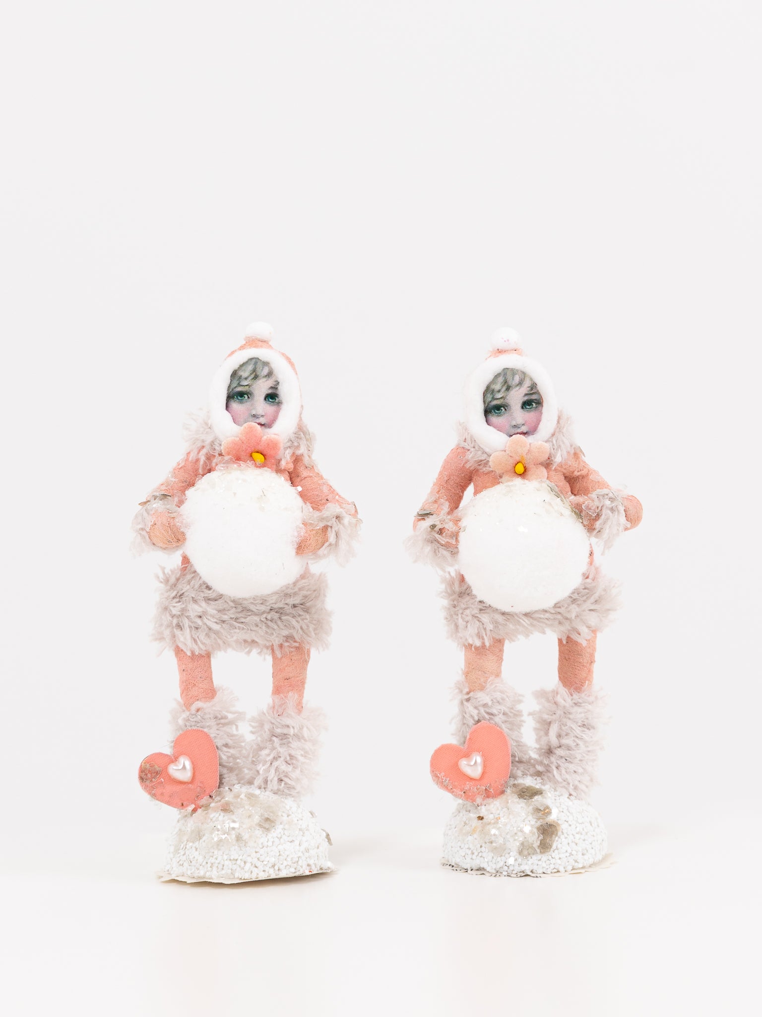 Fuzzy Girl with Snowball Figure - VINTAGE BY CRYSTAL at Worthwhile - shop ORNAMENT