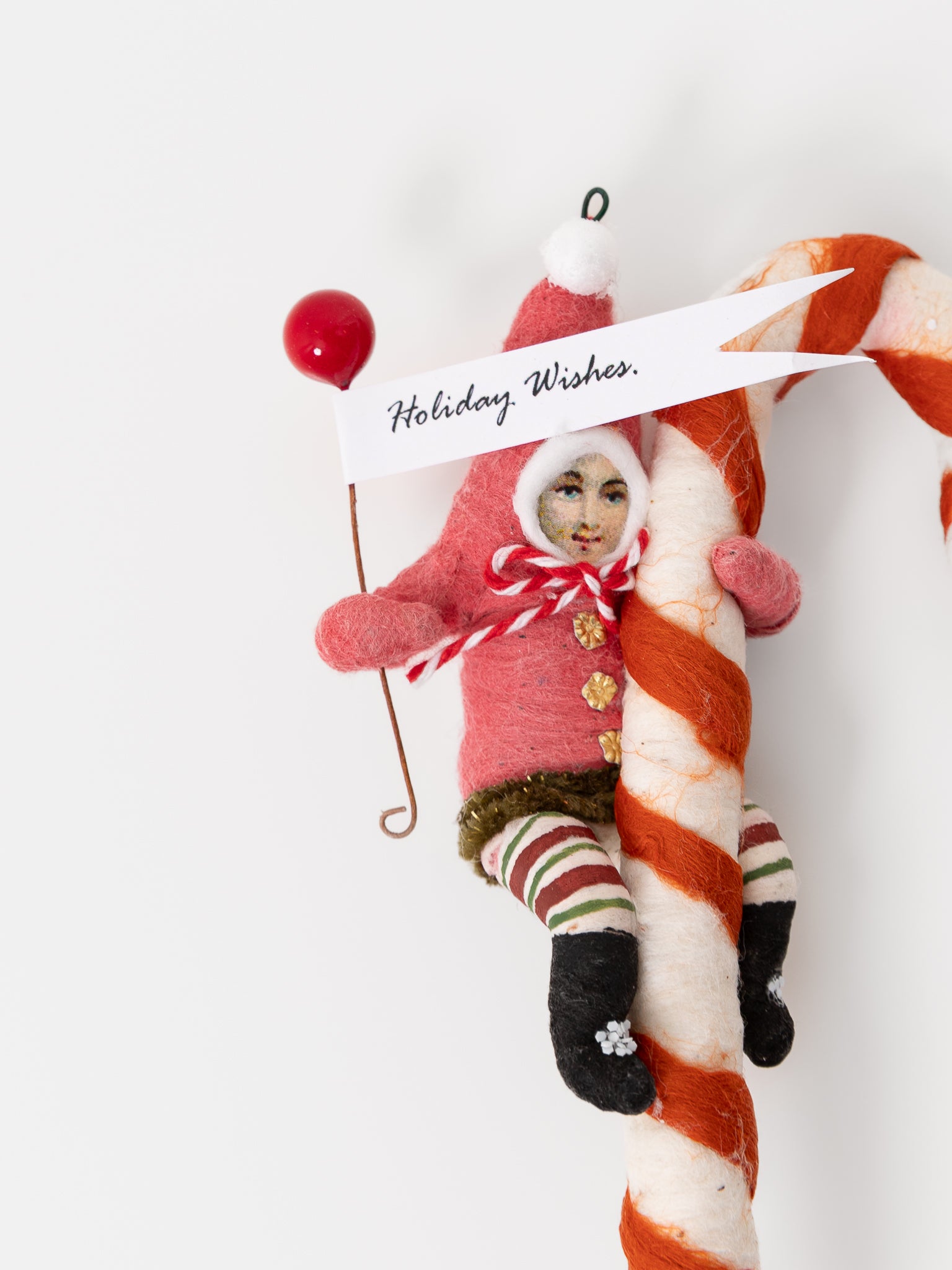 Candy Cane Elf Ornament - VINTAGE BY CRYSTAL at Worthwhile - shop ORNAMENT