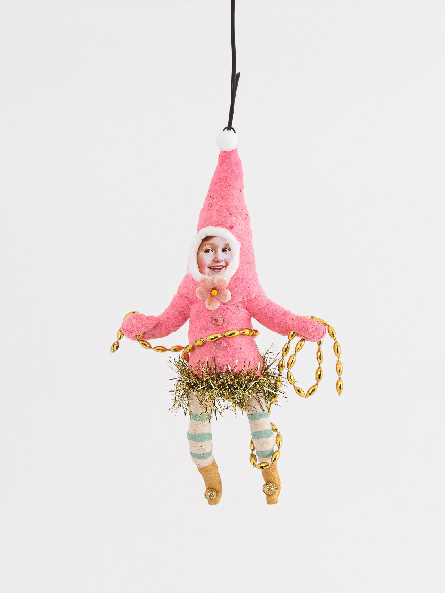 Decorating Elf Ornament in Pink - Worthwhile - VINTAGE BY CRYSTAL