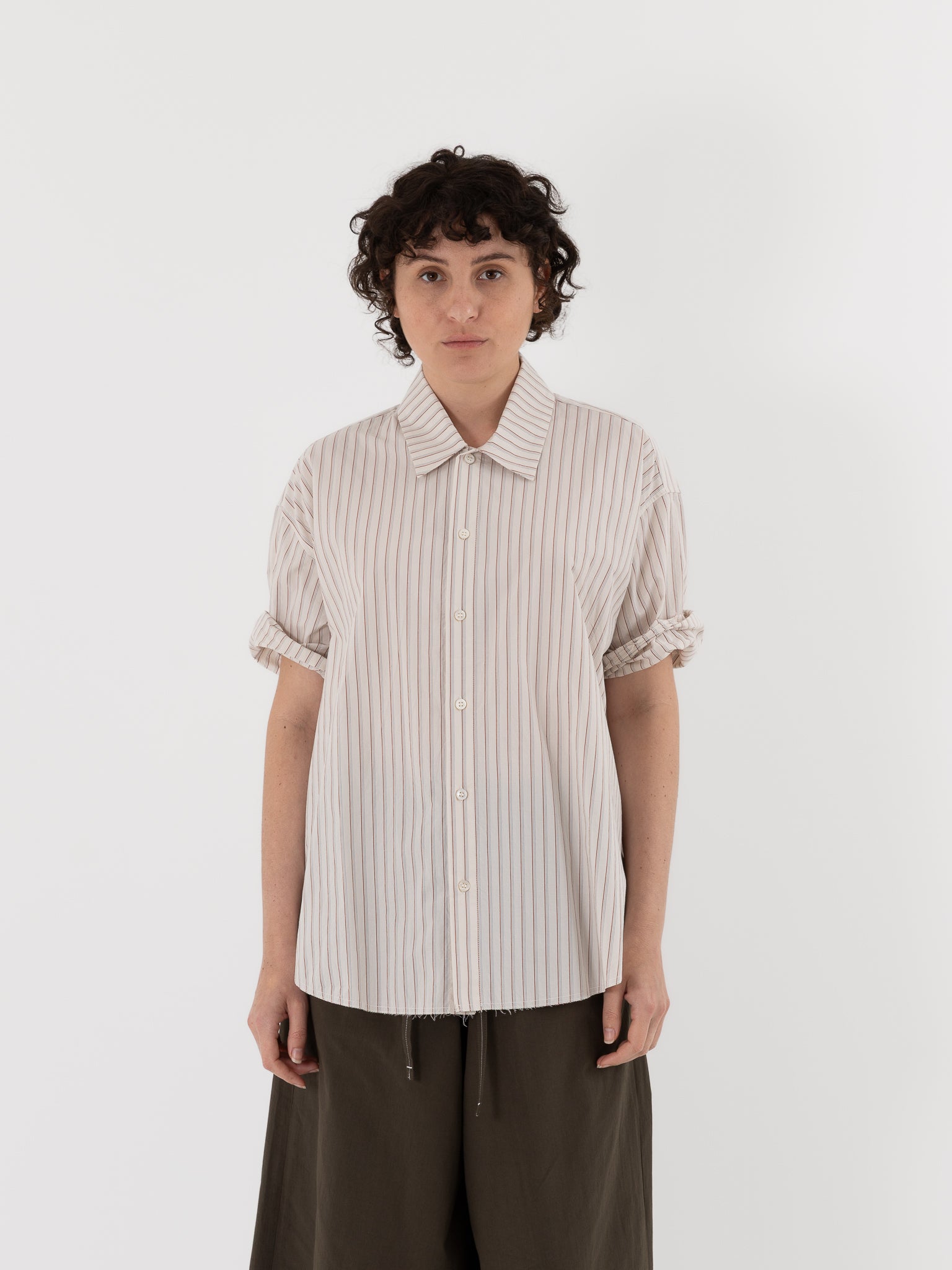 Wright + Doyle Manaton Shirt in Chalk Brick Pinstripe - WRIGHT + DOYLE at Worthwhile - shop TOP