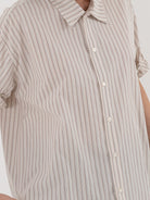 Wright + Doyle Manaton Shirt in Chalk Brick Pinstripe - WRIGHT + DOYLE at Worthwhile - shop TOP