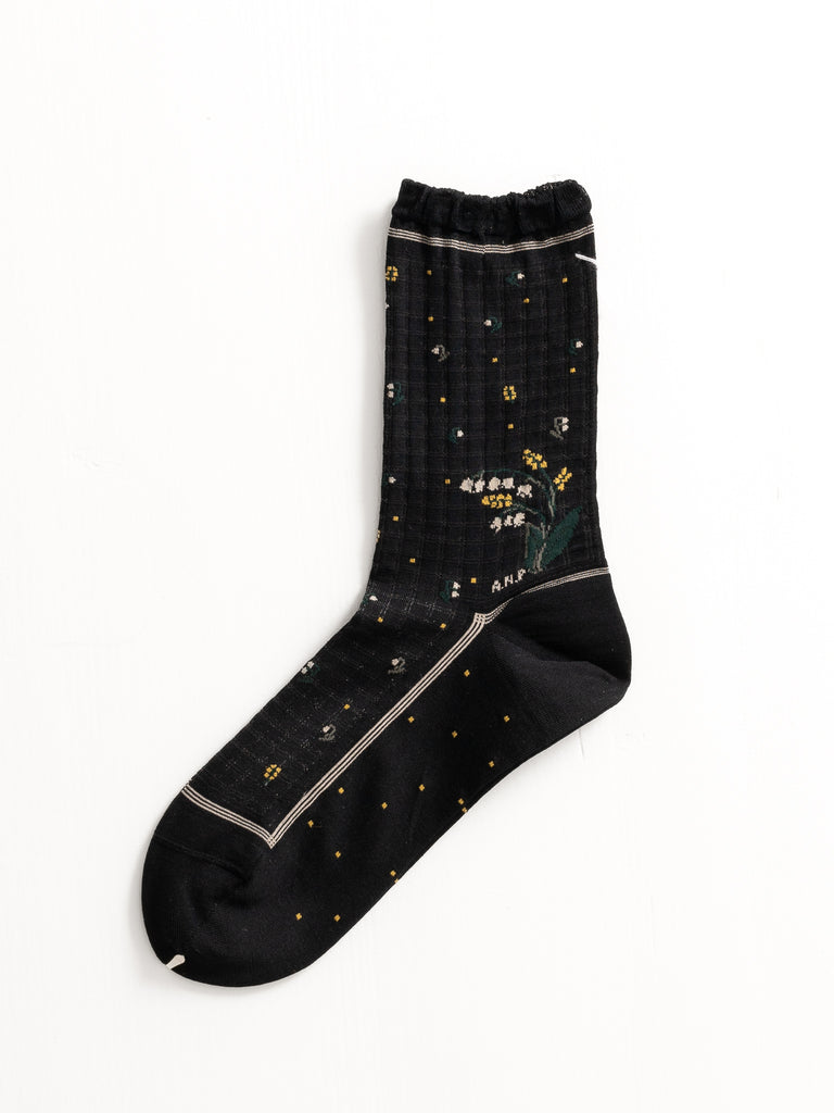 ANTIPAST - Muguet Grid Socks, Black - Worthwhile