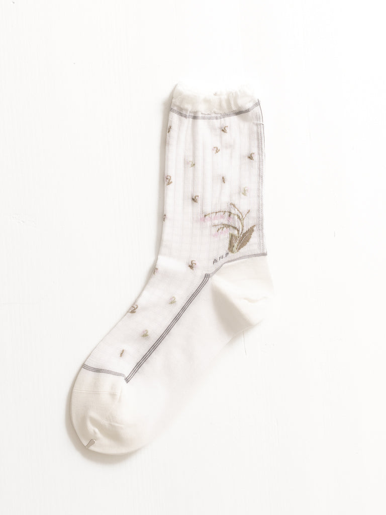 ANTIPAST - Muguet Grid Socks, White - Worthwhile