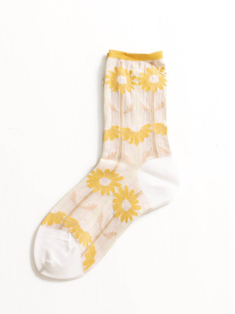 ANTIPAST - Marguerite Flower Socks, White - Worthwhile