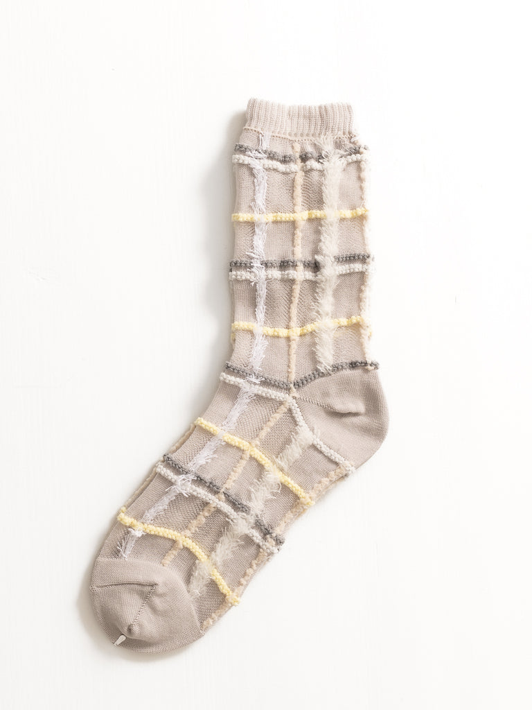 ANTIPAST - Texture Check Socks, Light Grey - Worthwhile