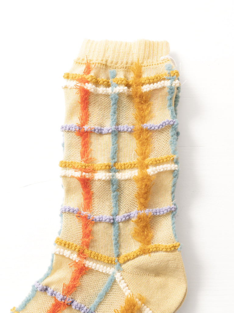 ANTIPAST - Texture Check Socks, Cream - Worthwhile