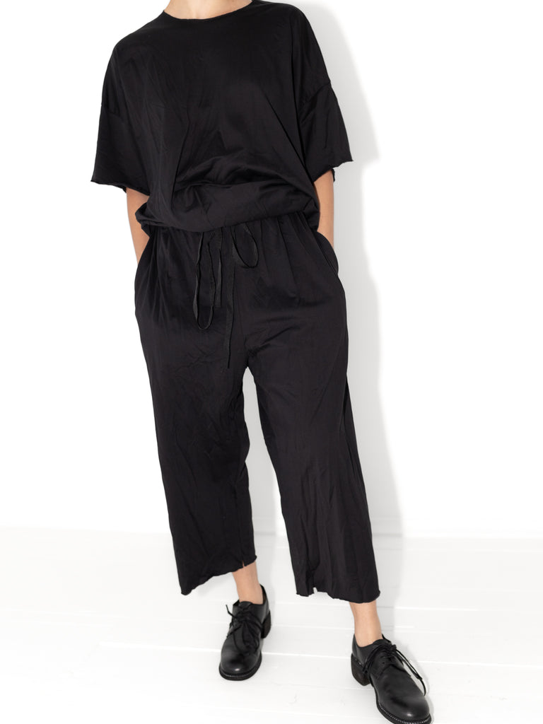 SCHA - Wide Leg Pant, Black Jersey - Worthwhile