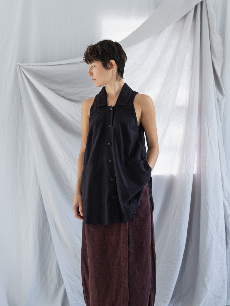 ATELIER SUPPAN - Atelier Suppan Sleeveless Jacket, Purple Black - Worthwhile