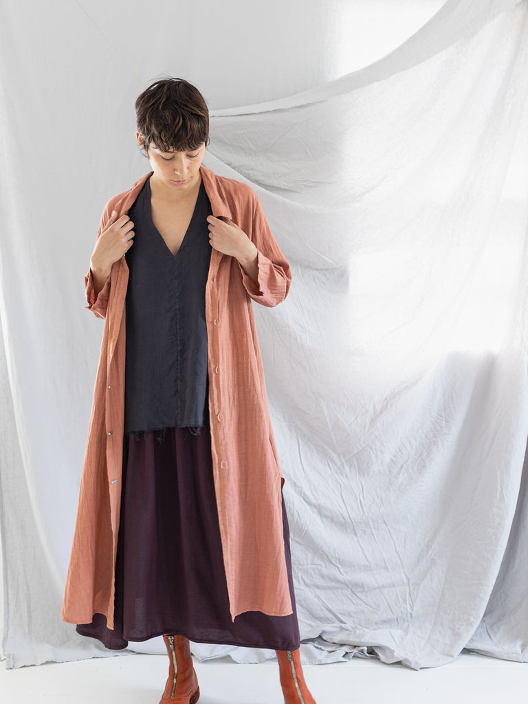 ATELIER SUPPAN - Atelier Suppan Long Shirt Dress, Old Rose - Worthwhile