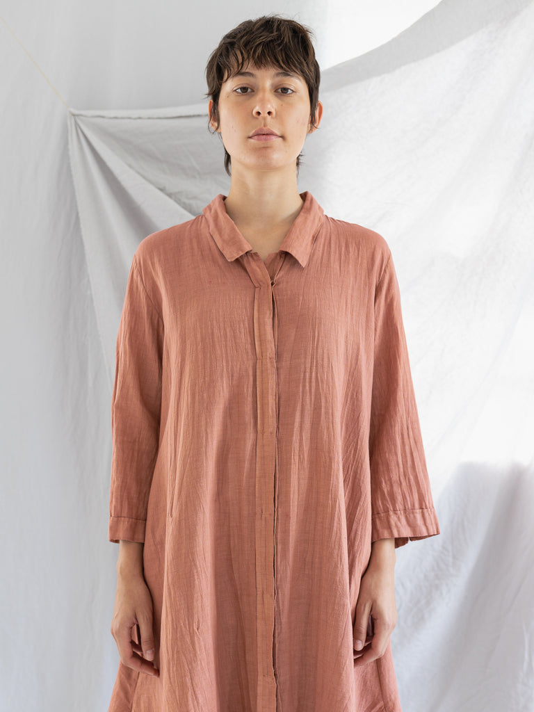 ATELIER SUPPAN - Atelier Suppan Long Shirt Dress, Old Rose - Worthwhile