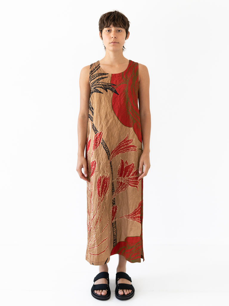 UMA WANG - Ayala Dress, Tan/Red - Worthwhile