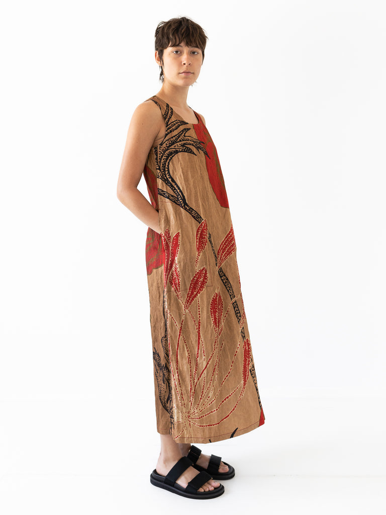 UMA WANG - Ayala Dress, Tan/Red - Worthwhile