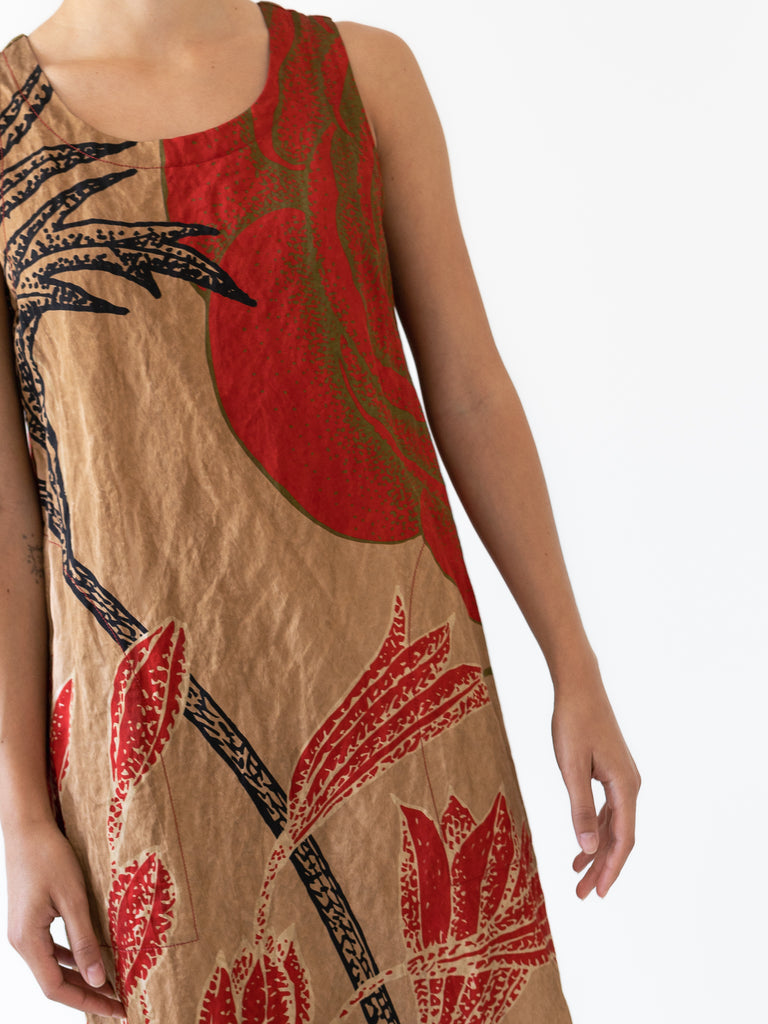 UMA WANG - Ayala Dress, Tan/Red - Worthwhile